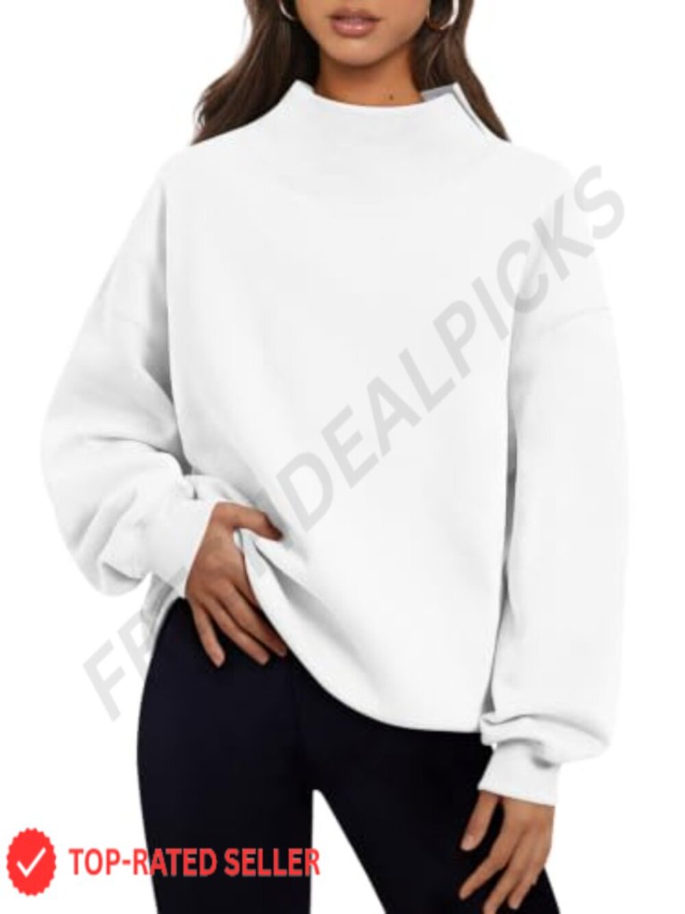 Mock Neck Oversized Fleece Pullover Sweatshirt Casual Fall Winter Layer